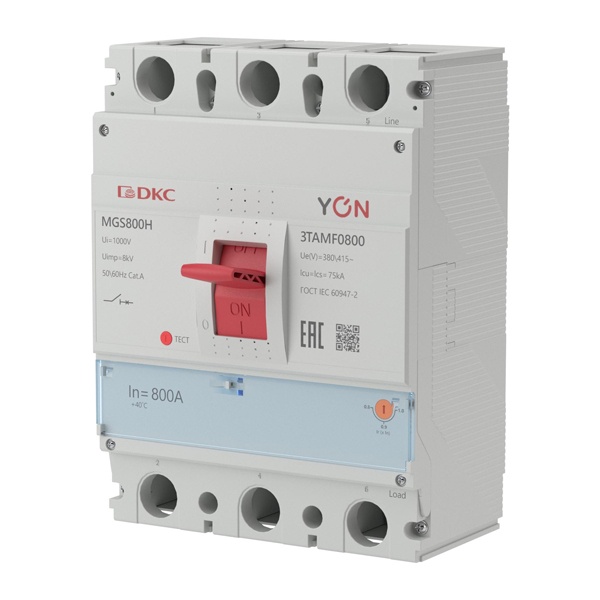 Автоматический выключатель DKC YON MGS800 3P 640-800A регулировка теплового расцепителя 75кА (автомат электрический)
