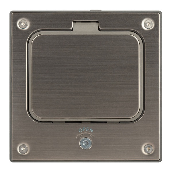 Люк в бетон ЭРА ОФИС 18-6002-03 с розеткой и установочной коробкой, под шестигранник IP66 серый