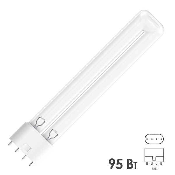Лампа бактерицидная LightBest LBCQ 95W HO 2G11 VH специальная озонообразующая, кварцевое стекло