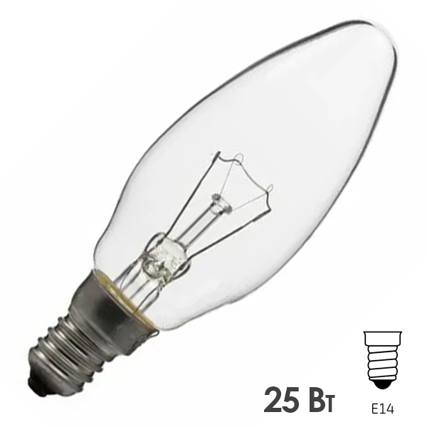 Лампа накаливания свеча Foton 25W 230V E14 260lm прозрачная (ДС230-25-1) d36x97mm