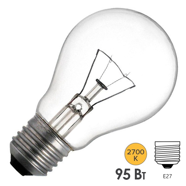 Лампа накаливания Foton ЛОН 95W 230V E27 1260lm прозрачная (Б230-95-5) d55x105mm