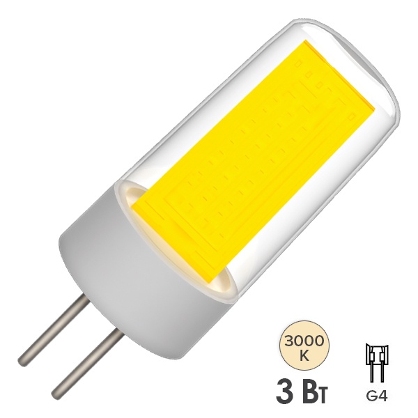 Лампа светодиодная ИЭК LED COB 3W 3000K 220V G4 керамика тепло-белый свет