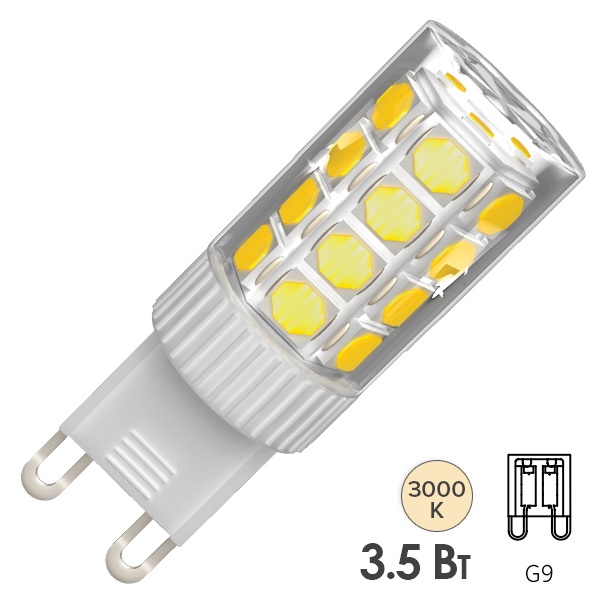 Лампа светодиодная капсула ИЭК LED CORN 3,5W 3000K 220V G9 керамика тепло-белый свет