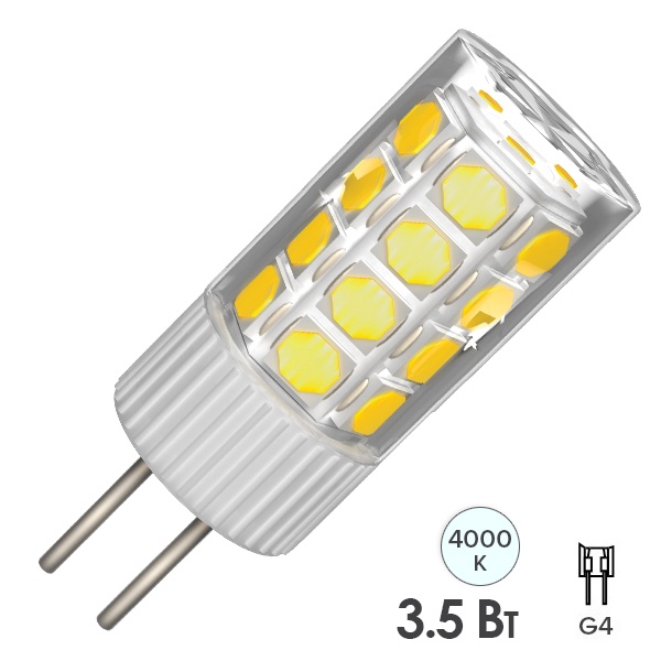 Лампа светодиодная ИЭК LED CORN 3,5W 4000K 220V G4 керамика холодный свет