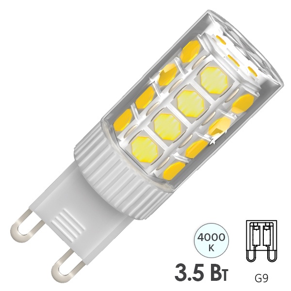 Лампа светодиодная капсула ИЭК LED CORN 3,5W 4000K 220V G9 керамика холодный свет