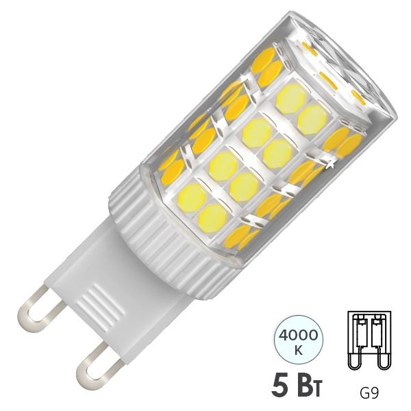 Лампа светодиодная капсула ИЭК LED CORN 5W 4000K 220V G9 керамика холодный свет