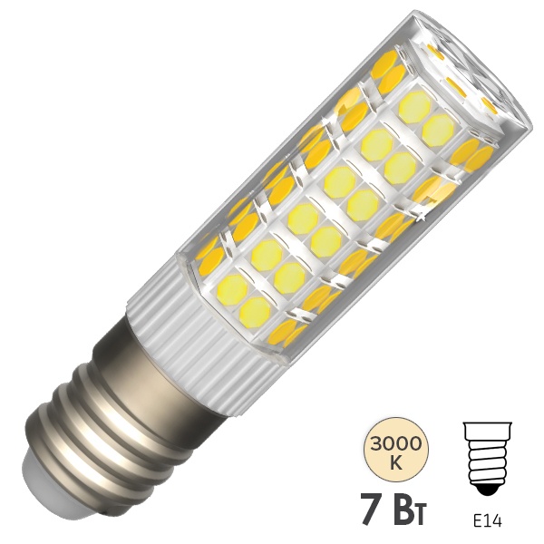 Лампа светодиодная капсула ИЭК LED Corn 7W 3000K 230V E14 керамика