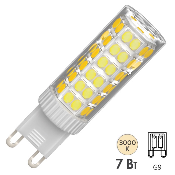 Лампа светодиодная капсула ИЭК LED CORN 7W 3000K 220V G9 керамика тепло-белый свет