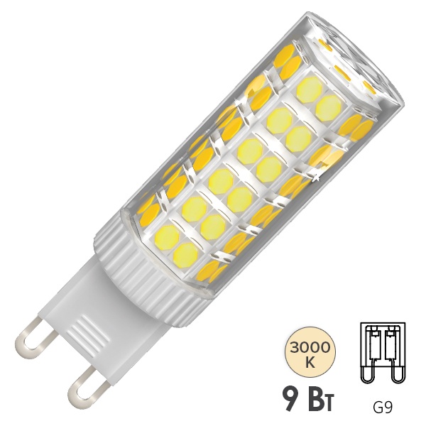 Лампа светодиодная капсула ИЭК LED CORN 9W 3000K 220V G9 керамика тепло-белый свет