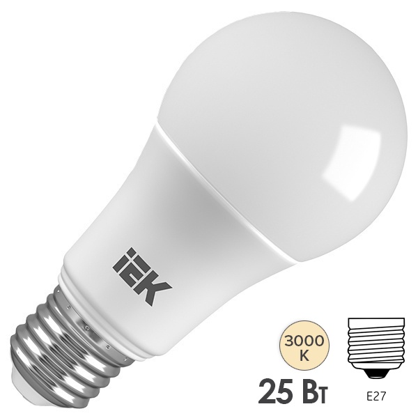 Лампа светодиодная груша ИЭК LED A80 25W 3000K 230V E27 тепло-белый свет