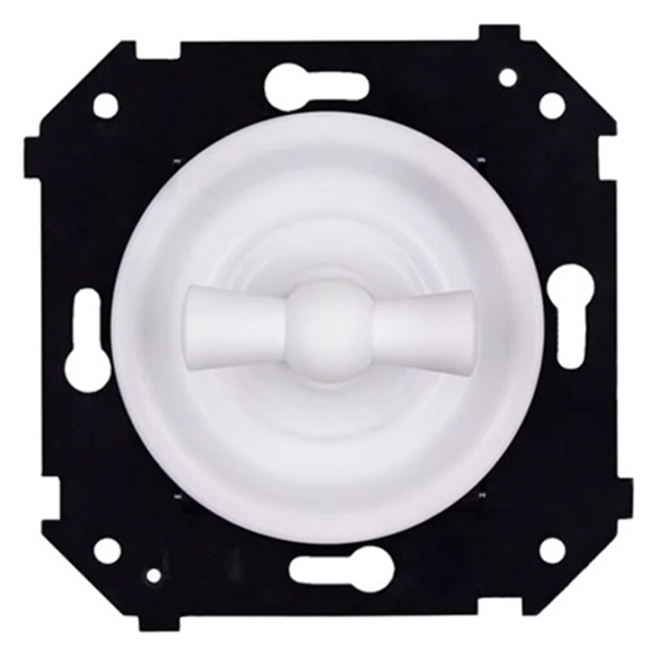 Одноклавишный выключатель Bironi Шедель Бриз поворотный скрытый монтаж пластик белый матовый