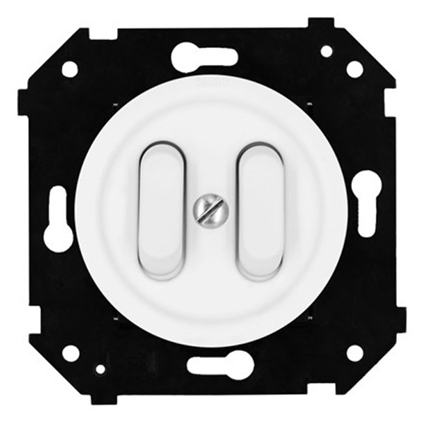 Двухклавишный выключатель Bironi Шедель Бриз клавишный скрытый монтаж пластик белый матовый