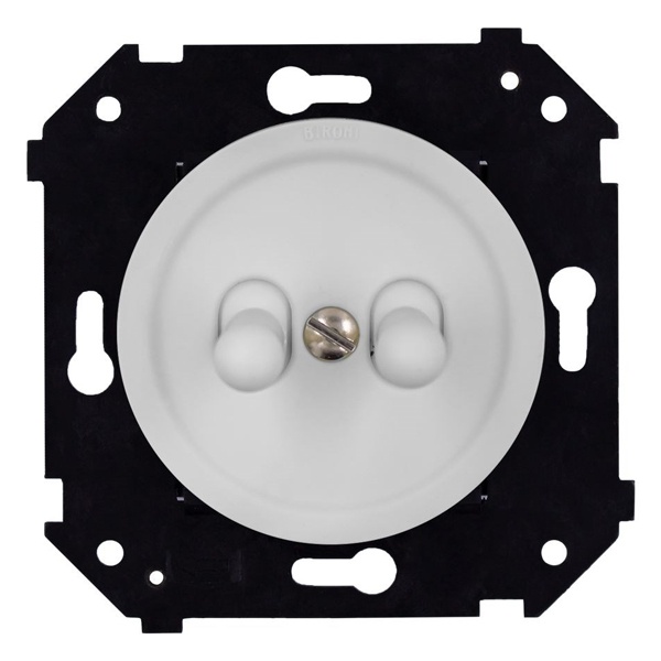 Двухклавишный выключатель Bironi Шедель Бриз тумблерный скрытый монтаж пластик белый матовый