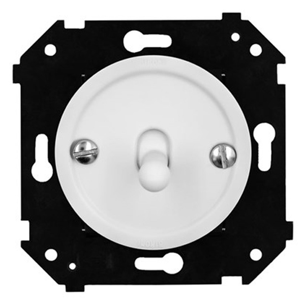 Одноклавишная кнопка Bironi Шедель Бриз тумблерная скрытый монтаж пластик белый матовый