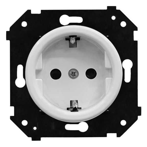 Розетка с заземлением Bironi Шедель Бриз скрытый монтаж пластик белый матовый