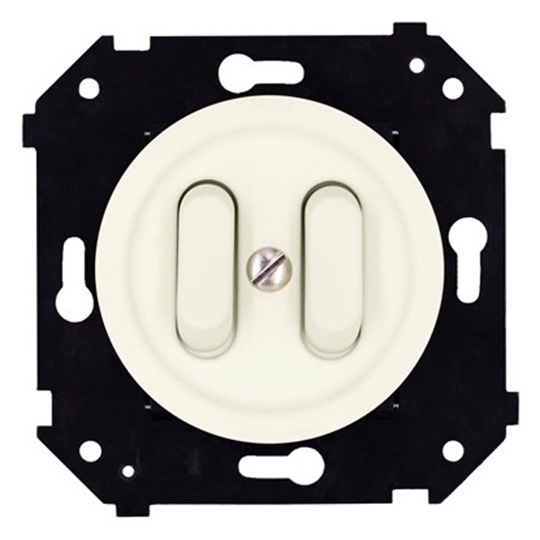 Двухклавишный выключатель Bironi Шедель Бриз клавишный скрытый монтаж пластик слоновая кость матовый (бежевый)