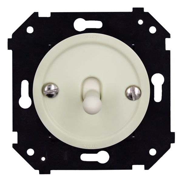 Одноклавишный переключатель Bironi Шедель Бриз тумблерный скрытый пластик слоновая кость матовый (бежевый)