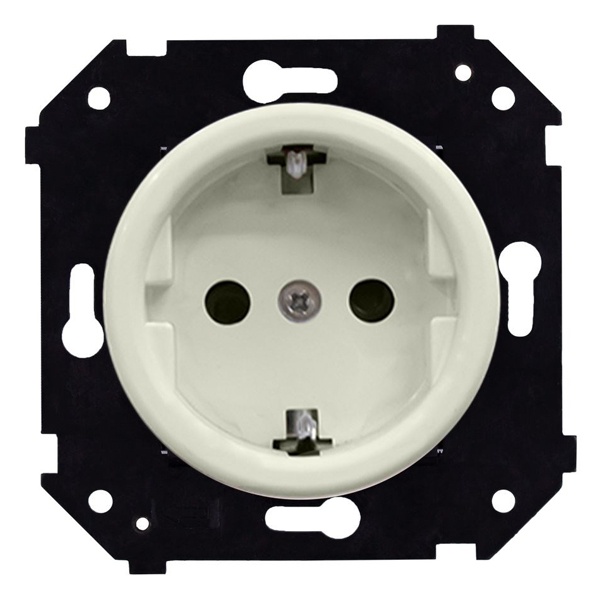 Розетка с заземлением Bironi Шедель Бриз скрытый монтаж пластик слоновая кость матовый (бежевый)