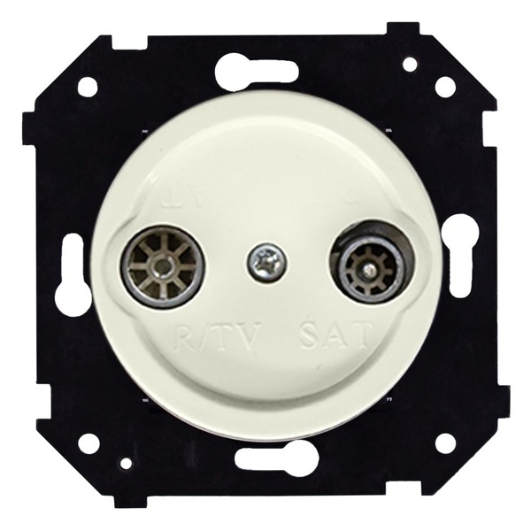 Розетка TV/R-SAT проходная Bironi Шедель Бриз скрытый монтаж пластик слоновая кость матовый (бежевый)