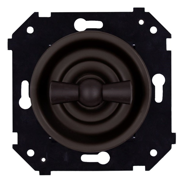 Двухклавишный выключатель Bironi Шедель Бриз поворотный скрытый монтаж пластик коричневый матовый