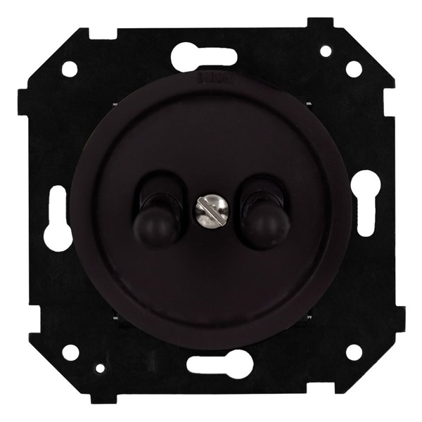 Двухклавишный выключатель Bironi Шедель Бриз тумблерный скрытый монтаж пластик коричневый матовый