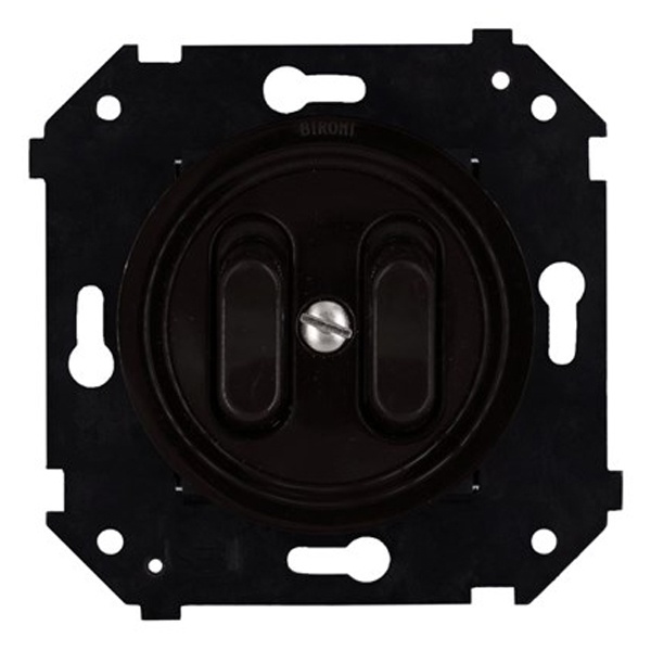 Двухклавишная кнопка Bironi Шедель Бриз клавишная скрытый монтаж пластик коричневый матовый