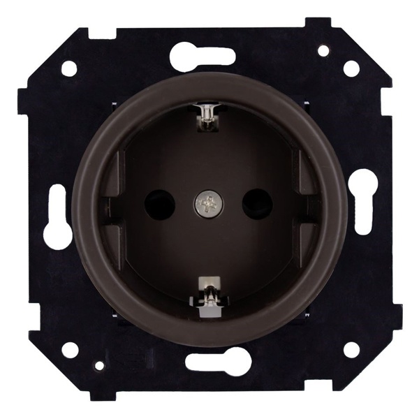 Розетка с заземлением Bironi Шедель Бриз скрытый монтаж пластик коричневый матовый