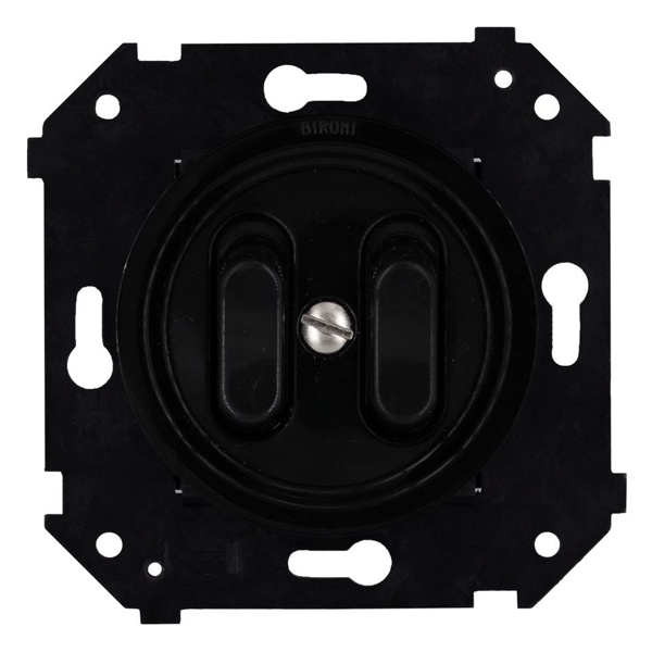 Двухклавишная кнопка Bironi Шедель Бриз клавишная скрытый монтаж пластик черный матовый