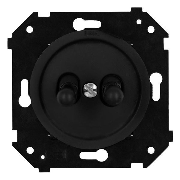 Двухклавишная кнопка Bironi Шедель Бриз тумблерная скрытый монтаж пластик черный матовый