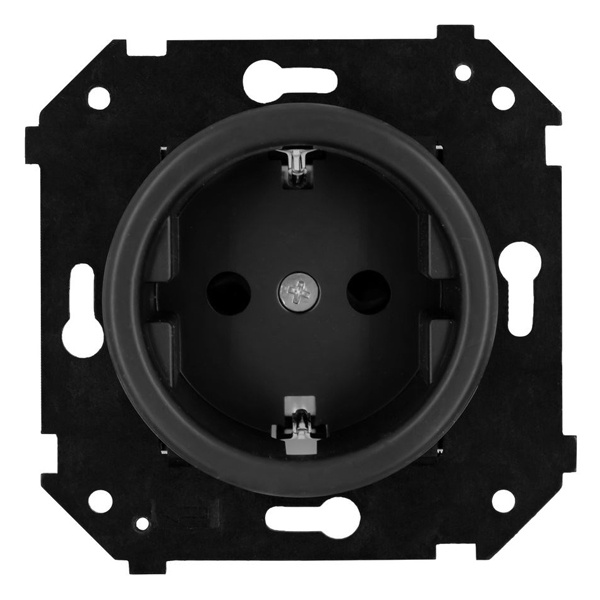 Розетка с заземлением Bironi Шедель Бриз скрытый монтаж пластик черный матовый