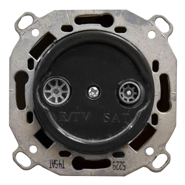 Розетка TV/R-SAT оконечная Bironi Шедель Бриз скрытый монтаж пластик черный матовый