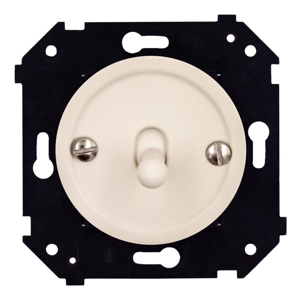 Одноклавишный выключатель Bironi Шедель Бриз тумблерный скрытый пластик песочное золото матовый