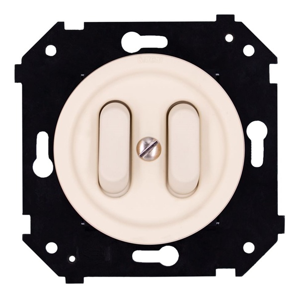 Двухклавишный выключатель Bironi Шедель Бриз клавишный скрытый пластик песочное золото матовый