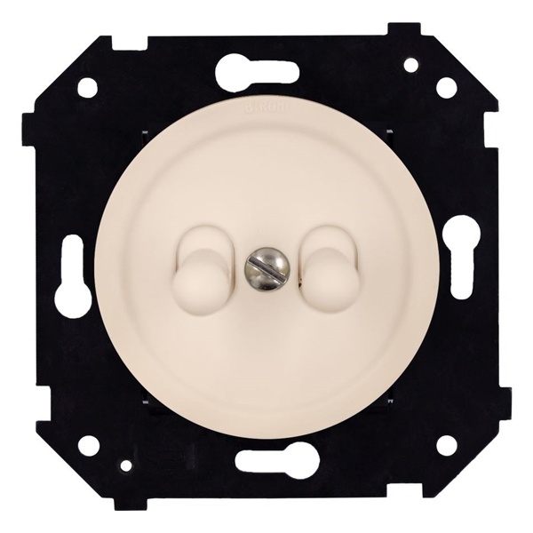 Двухклавишный выключатель Bironi Шедель Бриз тумблерный скрытый пластик песочное золото матовый