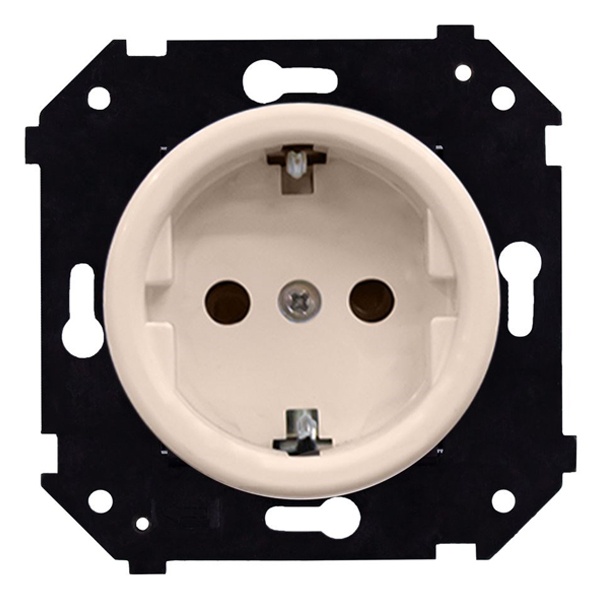 Розетка с заземлением Bironi Шедель Бриз скрытый монтаж пластик песочное золото матовый