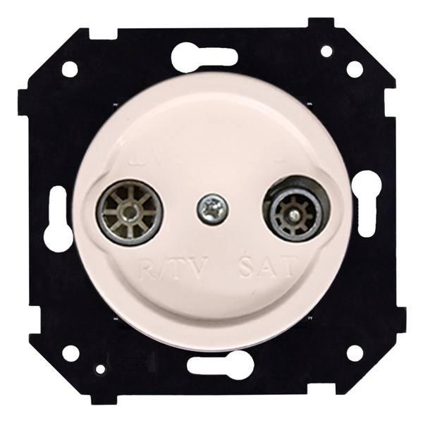 Розетка TV/R-SAT проходная Bironi Шедель Бриз скрытый монтаж пластик песочное золото матовый