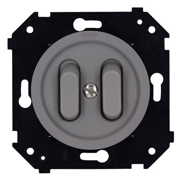 Двухклавишный выключатель Bironi Шедель Бриз клавишный скрытый монтаж пластик титан матовый