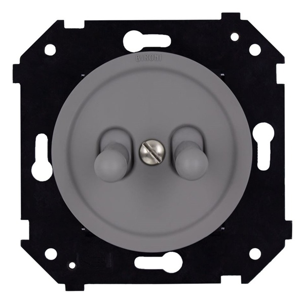 Двухклавишная кнопка Bironi Шедель Бриз тумблерная скрытый монтаж пластик титан матовый