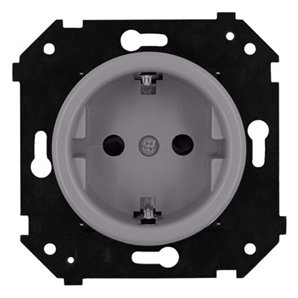 Розетка с заземлением Bironi Шедель Бриз скрытый монтаж пластик титан матовый