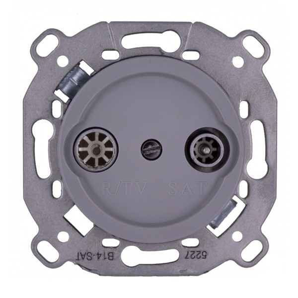 Розетка TV/R-SAT проходная Bironi Шедель Бриз скрытый монтаж пластик титан матовый