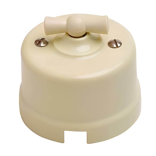 Накладной выключатель 1-клавишный Bironi Лизетта керамика песочное золото