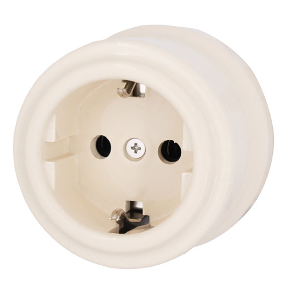 Накладная розетка с заземлением Bironi Лизетта керамика песочное золото