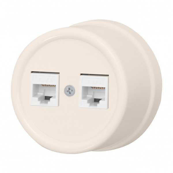 Накладная розетка компьютерная 2-ая Bironi Лизетта RJ45 песочное золото