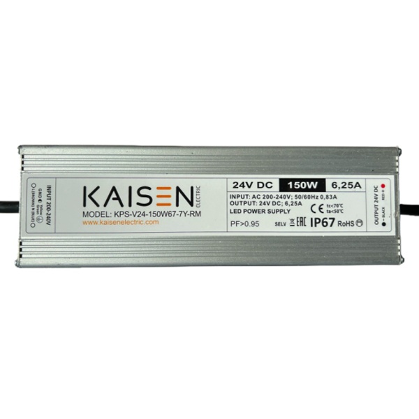 Блок питания для светодиодной ленты Kaisen 150W 24V 0-6,25A -30+40°С IP67 225x65x35 mm