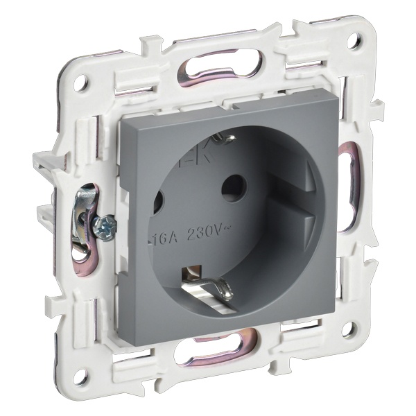 Розетка с зарядкой 2Р+Е со шторками ИЭК SKANDY SK-R17Gr 16А с USB С 18Вт серый