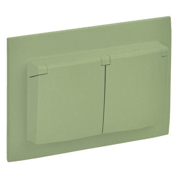 Розетка 2-я с заземлением в сборе ИЭК SKANDY SK-R12M 16А шторки крышка IP44 мятный