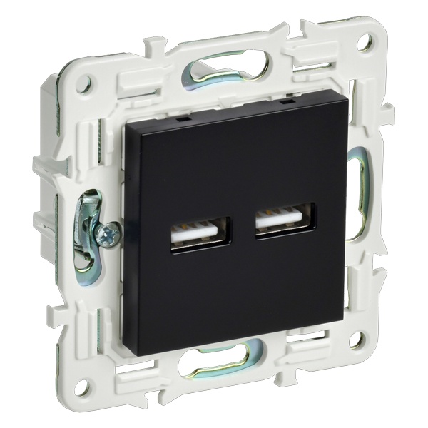 Розетка для зарядки ИЭК SKANDY SK-R15Bl USB A+A 3,1А черный