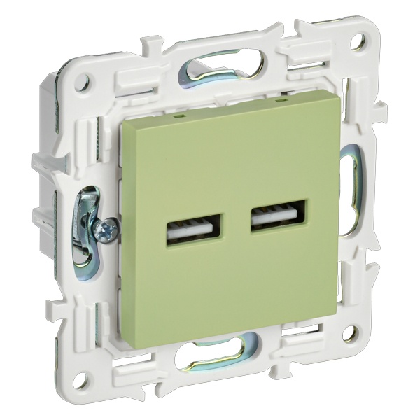 Розетка для зарядки ИЭК SKANDY SK-R15M USB A+A 3,1А мятный
