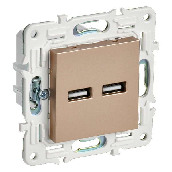 Розетка для зарядки ИЭК SKANDY SK-R15Sa USB A+A 3,1А песочный