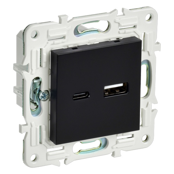 Розетка для зарядки ИЭК SKANDY SK-R13Bl USB A+С 18Вт черный